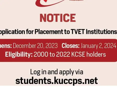 KUCCPS opens TVET placement applications; How to apply
