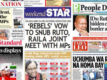 Kenyan Newspapers Review: Babu Owino, Other Rebel MPs to Snub Ruto-Raila State House PG Meeting