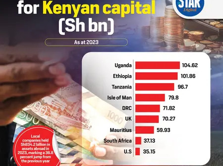 Top destinations for Kenyan capital [Sh bn]