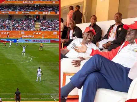 CHAN 2024: Ruto, Raila Cheer as Harambee Stars’ Defeat Zambia at Kasarani