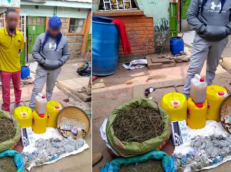 Juja: 4 notorious drug traffickers arrested as police recover over 2,000 rolls of bhang, 50 litres of chang’aa and muratina