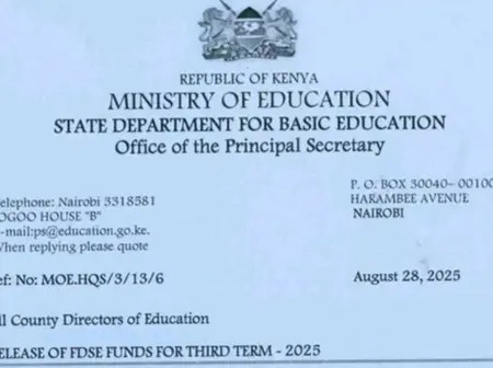 Ministry circular: Free Day Sec. School FDSE 2025 third term capitation