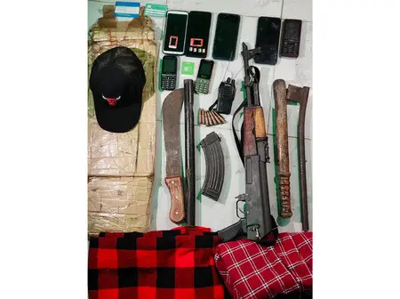 A loaded gun, tear gas canister, walkie-talkie and a machete: Dreaded gang members arrested in Kajiado