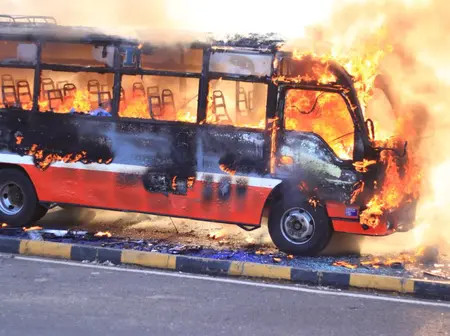 Super Metro Matatu Set On Fire Along Thika Road