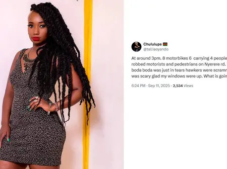 ‘Nairobery’ strikes again: Talia Oyando decries rising insecurity after daylight robbery on Nyerere Road