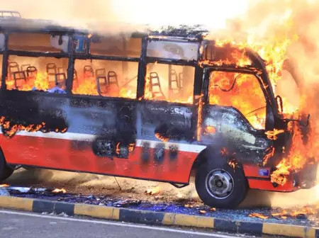 Super Metro Matatu Set Ablaze After Hitting Motorcyclist on Thika Superhighway