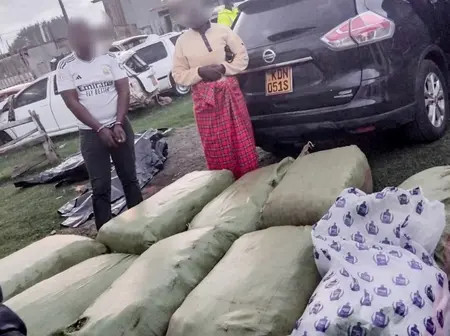 Drug traffickers arrested while transporting 8 sacks of bhang at Soko Mjinga
