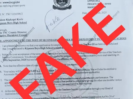 TSC alerts public over fake appointment letters as recruitment nears