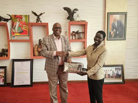 The posho mill ‘A-student’: Milly Nafula receives upkeep, learning equipment, and study resources from Prof. Simon Gicharu