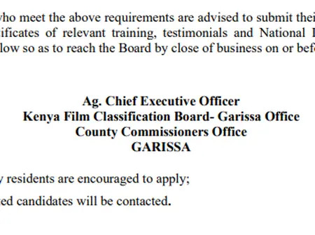 Kenya Film Classification Board (KFCB) Hiring Office Assistant