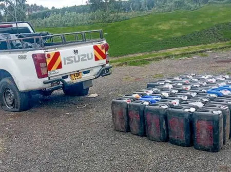 Three arrested as police seize 1,375 litres of Ethanol in Nandi