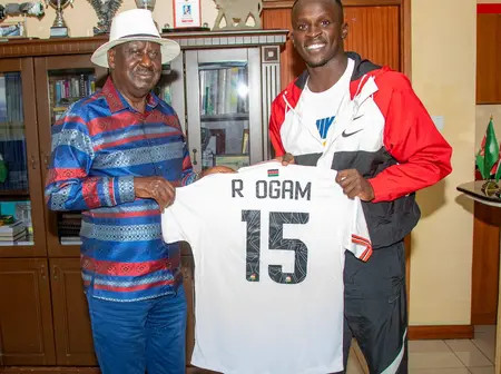 Raila Bids Farewell To Harambee Stars Striker Ryan Ogam