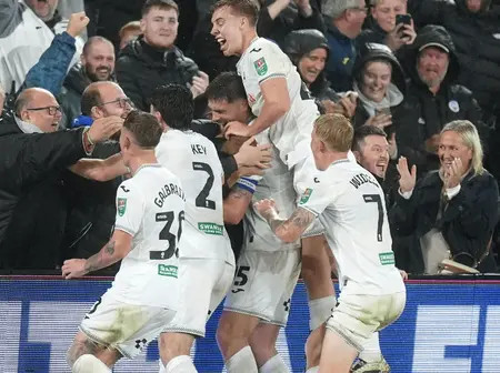 Swansea City Stuns Forest 3-2 with 97th-Minute Winner in Carabao Cup Thriller
