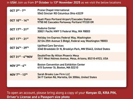 Equity Bank Diaspora Team USA Tour 2025
