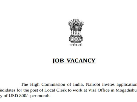 Local Clerk Needed At High Commission of India, Nairobi