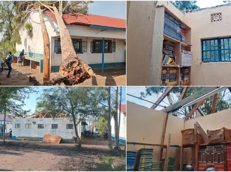 In photos: Strong wind blows off roofs of classrooms at Prof. Ayiecho Secondary School